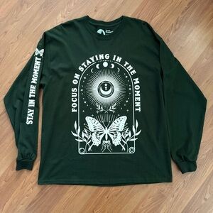 Oversized Forest Green Long Sleeve Shirt Phases of the Moon